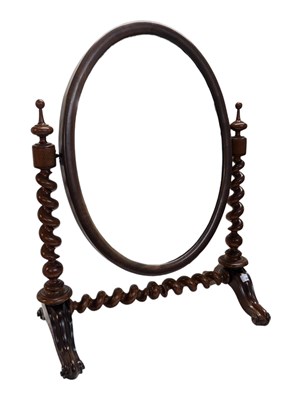 Lot 892 - VICTORIAN 19TH CENTURY MAHOGANY BARLEY TWIST SWING MIRROR
