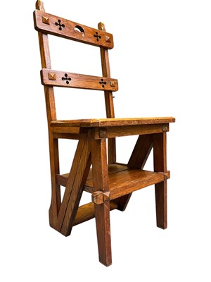 Lot 376 - LATE 19TH CENTURY METAMORPHIC ARTS & CRAFTS LIBRARY CHAIR