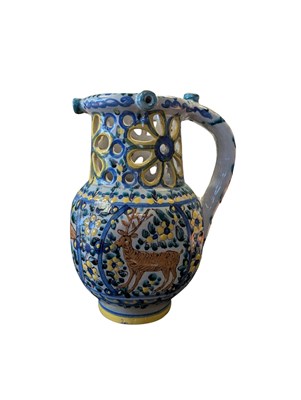 Lot 95 - LATE 19TH CENTURY MAJOLICA PUZZLE JUG
