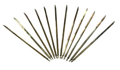 Lot 458 - SET OF TWELVE VICTORIAN SOLID BRASS STAIR RODS OR TREADS