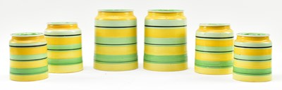 Lot 18 - GRAY'S POTTERY - SET OF SIX 1930S CERAMIC LIDDED POTS