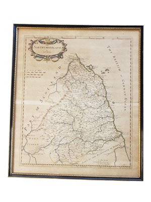 Lot 547 - AFTER ROBERT MORDEN (C. 1650-1703) - 18TH CENTURY MAP COLOURED ENGRAVING OF NORTHUMBERLAND
