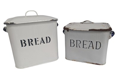 Lot 394A - TWO VINTAGE COUNTRY COTTAGE ENAMEL BREAD BINS