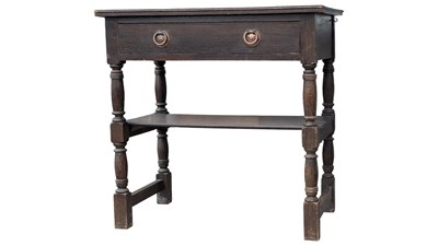 Lot 884 - LATE 19TH CENTURY OAK LOWBOY WRITING TABLE DESK