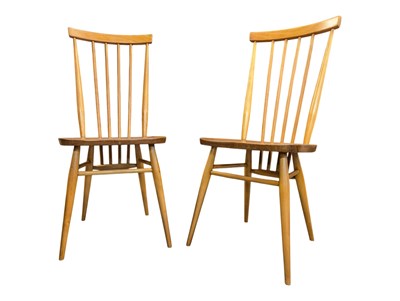 Lot 605 - ERCOL FURNITURE - PAIR OF MID CENTURY BEECH & ELM MODEL 608 DINING CHAIRS