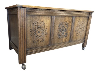 Lot 877 - JACOBEAN REVIVAL OAK COFFER CHEST