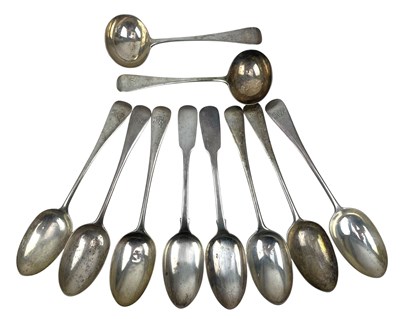 Lot 17 - COLLECTION OF VICTORIAN HALLMARKED SILVER SERVING SPOONS & TWO SILVER LADLES