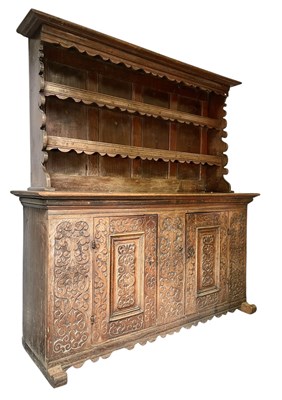 Lot 322 - 19TH CENTURY GOTHIC REVIVAL CARVED OAK DRESSER