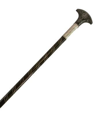 Lot 66 - OMANI SILVER STUDWORK ON EBONISED WOOD WALKING STICK