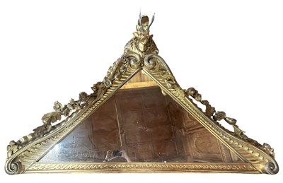 Lot 329 - IMPRESSIVE FRENCH 19TH CENTURY GILTWOOD & GESSO ORNATE TRIANGULAR MANTEL MIRROR