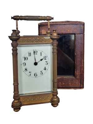 Lot 252 - EARLY 20TH CENTURY FRENCH TRAVELLING BRASS CARRIAGE CLOCK