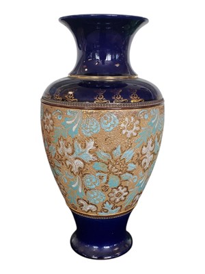 Lot 60 - 19TH CENTURY LARGE ROYAL DOULTON LAMBETH STONEWARE BALUSTER VASE