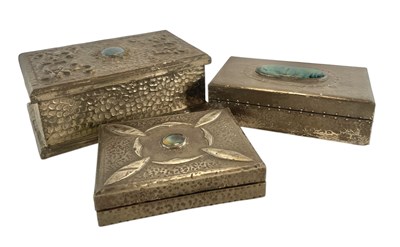 Lot 15 - THREE ARTS & CRAFTS RUSKIN STYLE PEWTER BOXES
