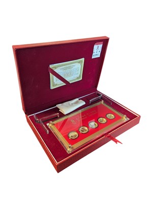 Lot 495 - 2008 CHINESE BEIJING OLYMPICS GOLD PLATED MEDAL SET