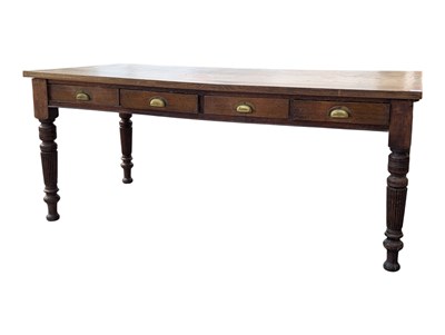 Lot 856 - VICTORIAN OAK REFECTORY DINING TABLE