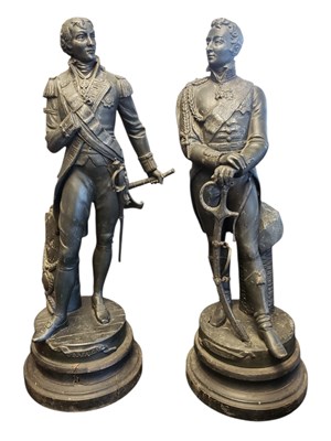 Lot 272 - AFTER RENE CHARLES MASSE - A PAIR OF FRENCH SPELTER MILITARY FIGURES