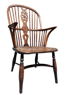Lot 441 - EARLY 19TH CENTURY BEECH, ELM & ASH WINDSOR COMB CHAIR