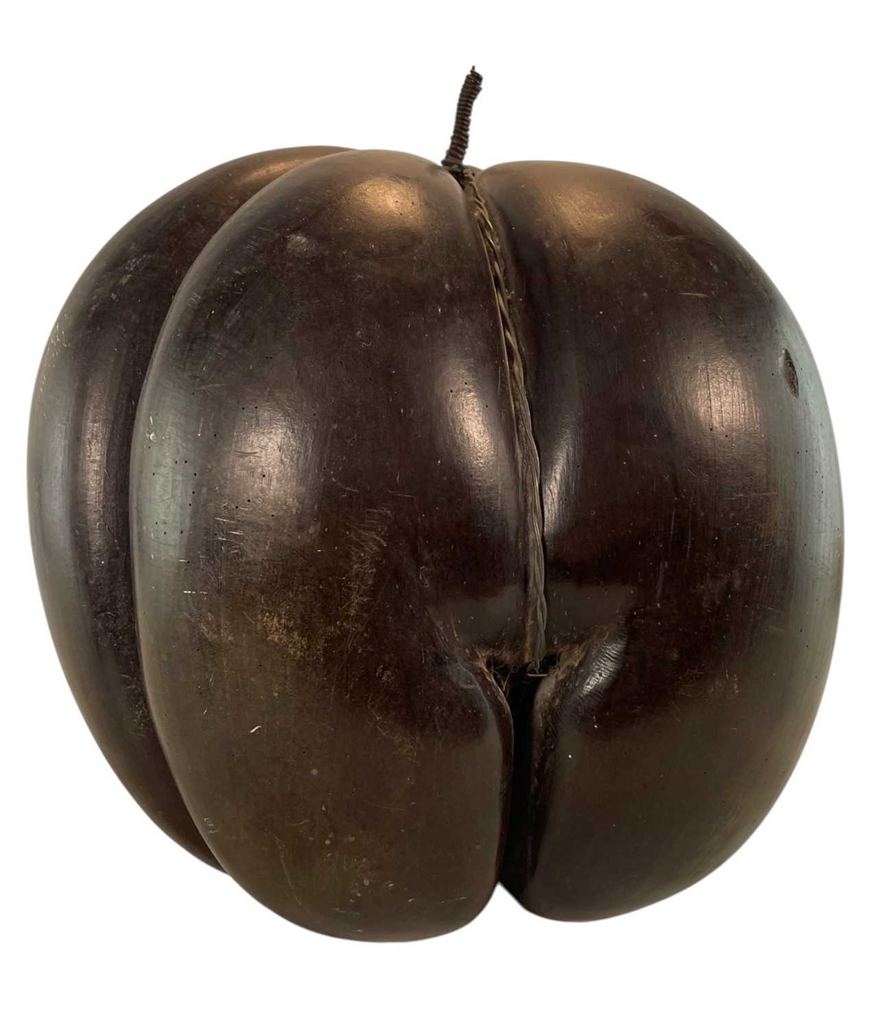 Lot 30 - CIRCA 1900 TRIPLE WIRE MOUNTED SEYCHELLES COCO DE MER NUTS