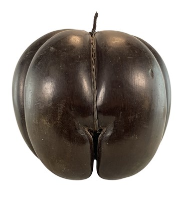 Lot 30 - CIRCA 1900 TRIPLE WIRE MOUNTED SEYCHELLES COCO DE MER NUTS