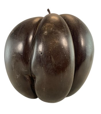 Lot 30 - CIRCA 1900 TRIPLE WIRE MOUNTED SEYCHELLES COCO DE MER NUTS