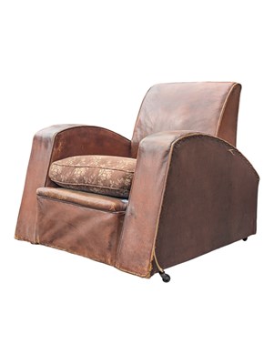 Lot 841 - MID CENTURY ART DECO LEATHER ARMCHAIR