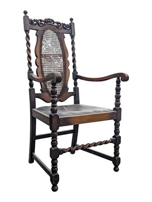 Lot 842 - VICTORIAN 19TH CENTURY BEREGERE BARLEY TWIST HALL CHAIR