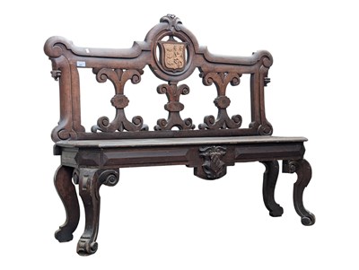 Lot 840 - 19TH CENTURY BAROQUE OAK BENCH