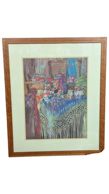 Lot 618 - MAUREEN HYMES (20TH CENTURY) - UNTITLED STILL LIFE PASTEL ON PAPER PAINTING