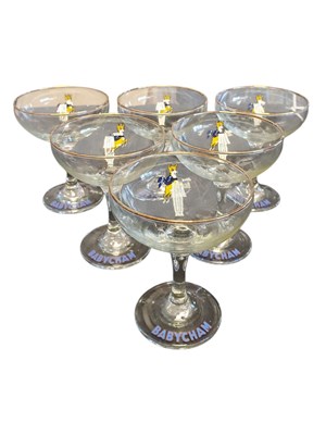 Lot 72 - BABYCHAM - SIX VINTAGE 20TH CENTURY SPARKLING WINE COUP GLASSES