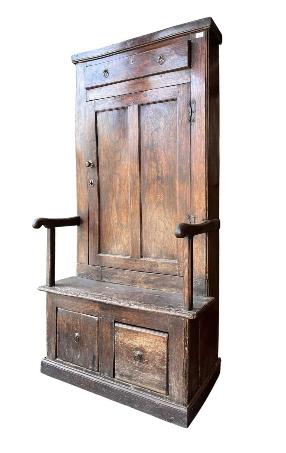 Lot 265 - 18TH CENTURY OAK HALL ' BACON ' SETTLE