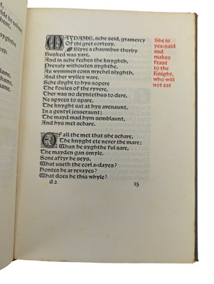 Lot 1 - KELMSCOTT PRESS - 1896 THE ROMANCE OF SIR DEGREVANT, WILLIAM MORRIS