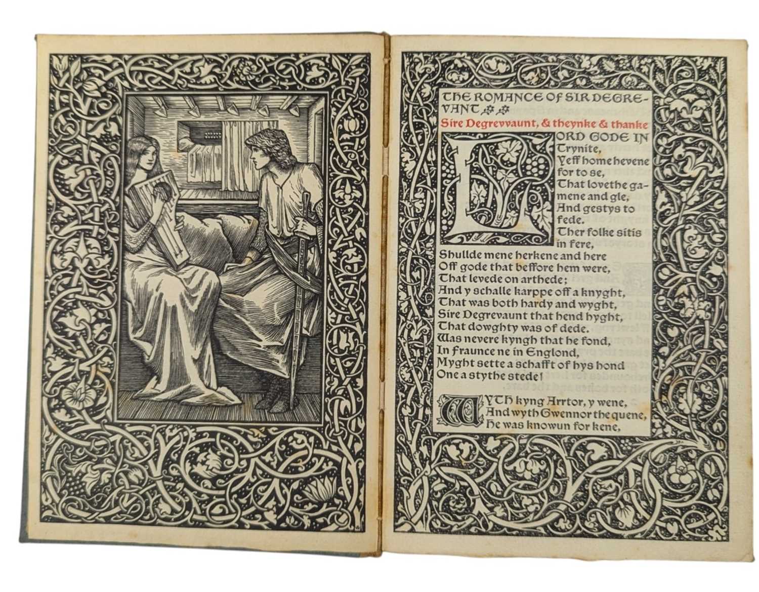 Lot 1 - KELMSCOTT PRESS - 1896 THE ROMANCE OF SIR DEGREVANT, WILLIAM MORRIS