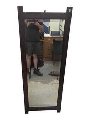 Lot 813 - EARLY 20TH CENTURY CARVED OAK FULL LENGTH WALL MIRROR