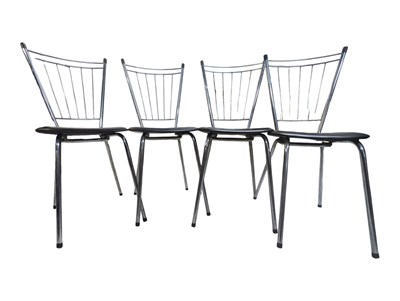 Lot 617 - FOUR 1970S CHROME BISTRO DINING CHAIRS