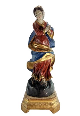Lot 524 - ITALIAN 19TH CENTURY PAINTED GESSO & CARVED WOOD FIGURE OF THE VIRGIN MARY