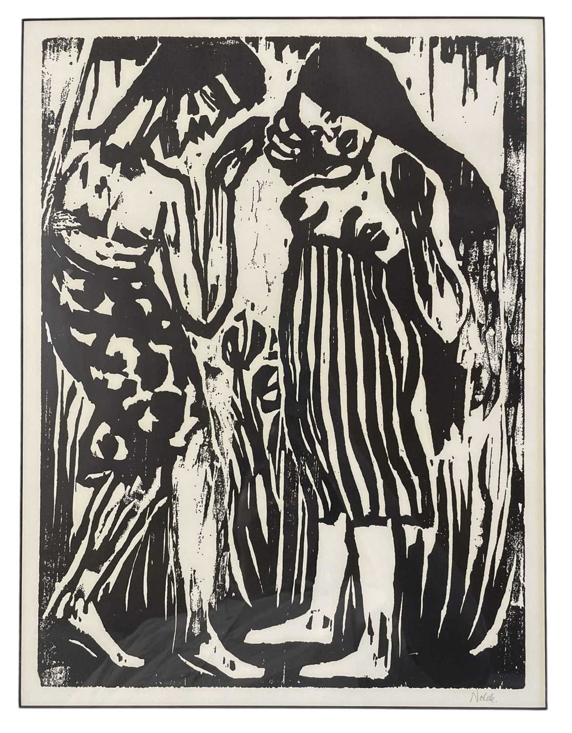Lot 281 - BELIEVED EMIL NOLDE (1867-1956) - ' TANDELEI ' - 1917 WOODCUT PRINT ON PAPER