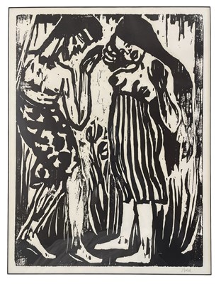Lot 281 - EMIL NOLDE (1867-1956) - ' TANDELEI ' - 1917 WOODCUT PRINT ON PAPER