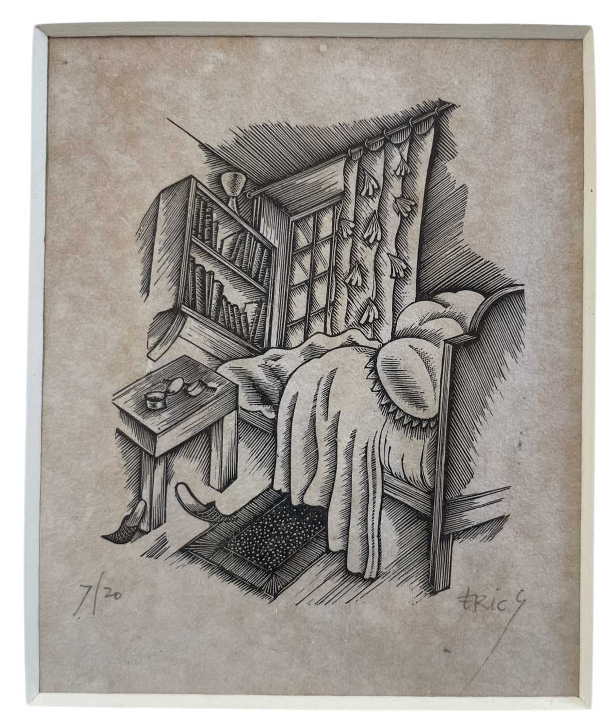 Lot 323 - ERIC GILL (1882-1940) - THE EMPTY BED - 1934 WOOD ENGRAVING ON PAPER