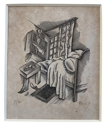 Lot 323 - ERIC GILL (1882-1940) - THE EMPTY BED - 1934 WOOD ENGRAVING ON PAPER