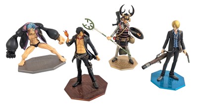 Lot 771 - ONE PIECE x4 MEGAHOUSE PORTRAIT OF PIRATES P.O.P STRONG WORLD FIGURES