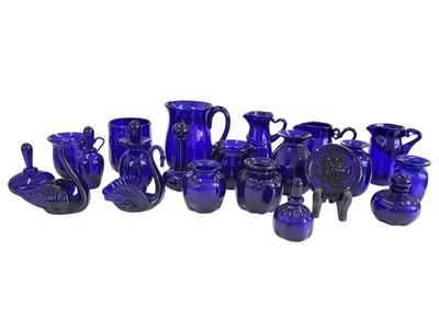 Lot 78 - BRISTOL BLUE GLASS - COLLECTION OF 20TH CENTURY JUGS, VASES, PERFUME BOTTLES, ETC