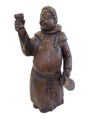 Lot 299 - VINTAGE 20TH CENTURY FOLK BLACK FOREST TREEN WOODEN CARVED MONK FIGURE