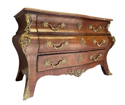Lot 290 - FRENCH LOUIS XV STYLE LATE 18TH / EARLY 19TH CENTURY WALNUT & ORMOLU BOMBE CHEST