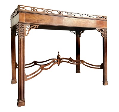 Lot 324 - CHINESE CHIPPENDALE MANNER 19TH CENTURY MAHOGANY SILVER TABLE