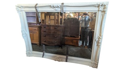 Lot 792 - BARCELONA TRADING, UK - CONTEMPORARY LARGE CARVED FRENCH STYLE OVERMANTEL MIRROR