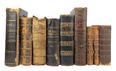 Lot 147 - SELECTION OF LEATHER BOUND 19TH CENTURY WELSH BIBLES