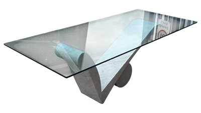 Lot 628 - LARGE CONTEMPORARY HIGH END DESIGNER MARBLE & GLASS DINING TABLE