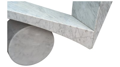 Lot 628 - LARGE CONTEMPORARY HIGH END DESIGNER MARBLE & GLASS DINING TABLE
