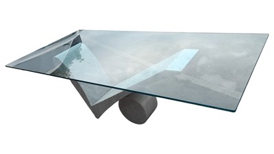 Lot 628 - LARGE CONTEMPORARY HIGH END DESIGNER MARBLE & GLASS DINING TABLE