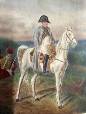 Lot 12 - 19TH CENTURY SCHOOL - IVORY MINIATURE PORTRAIT OF NAPOLEON ON HORSEBACK